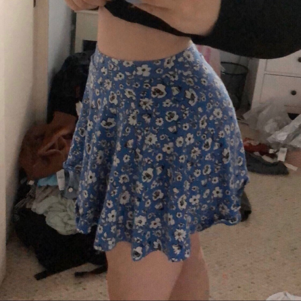 Blue & White Floral Skirt!